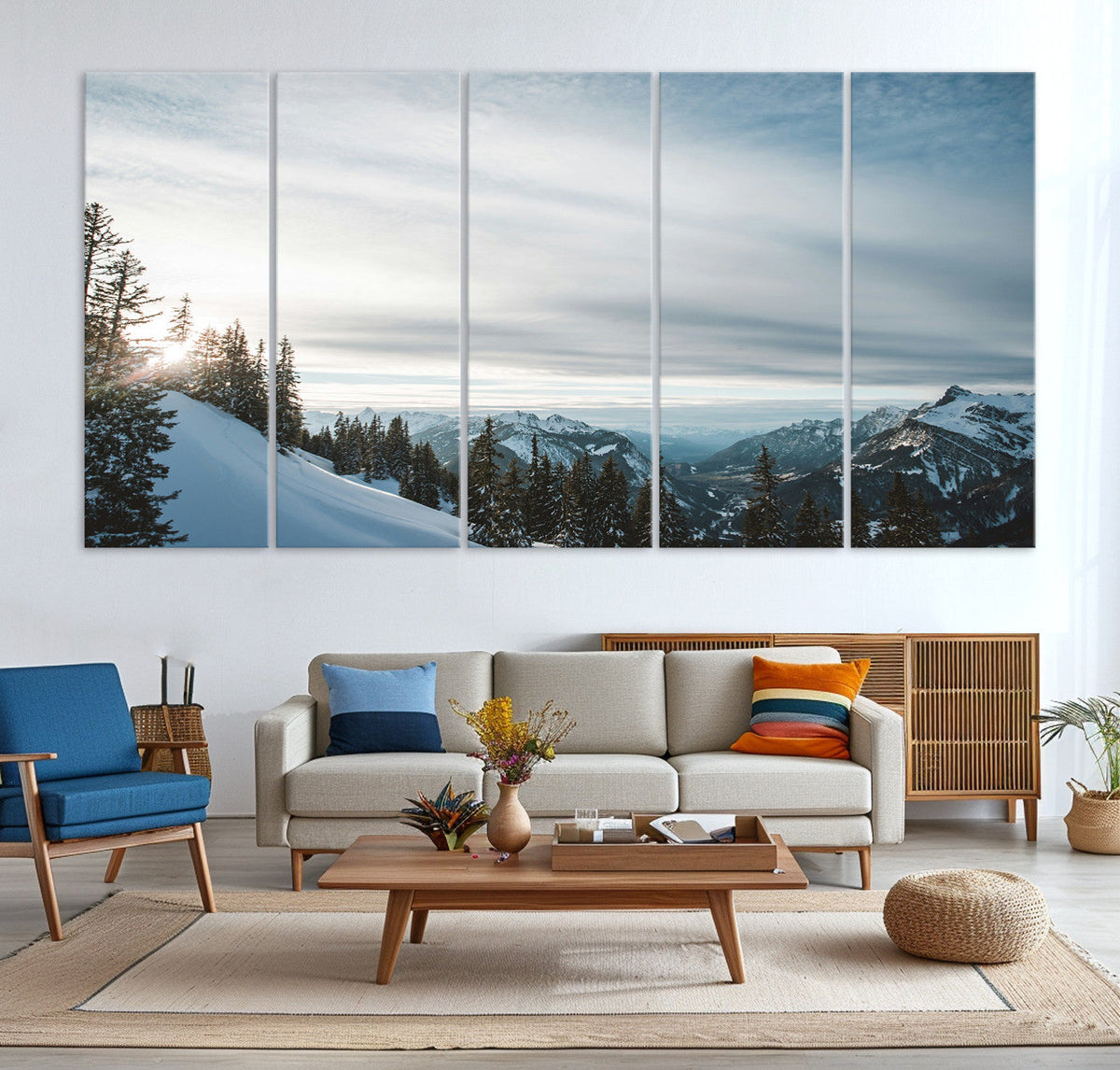 Snowy Mountain Wall Art Canvas Print – Frosty Peaks Alpine
