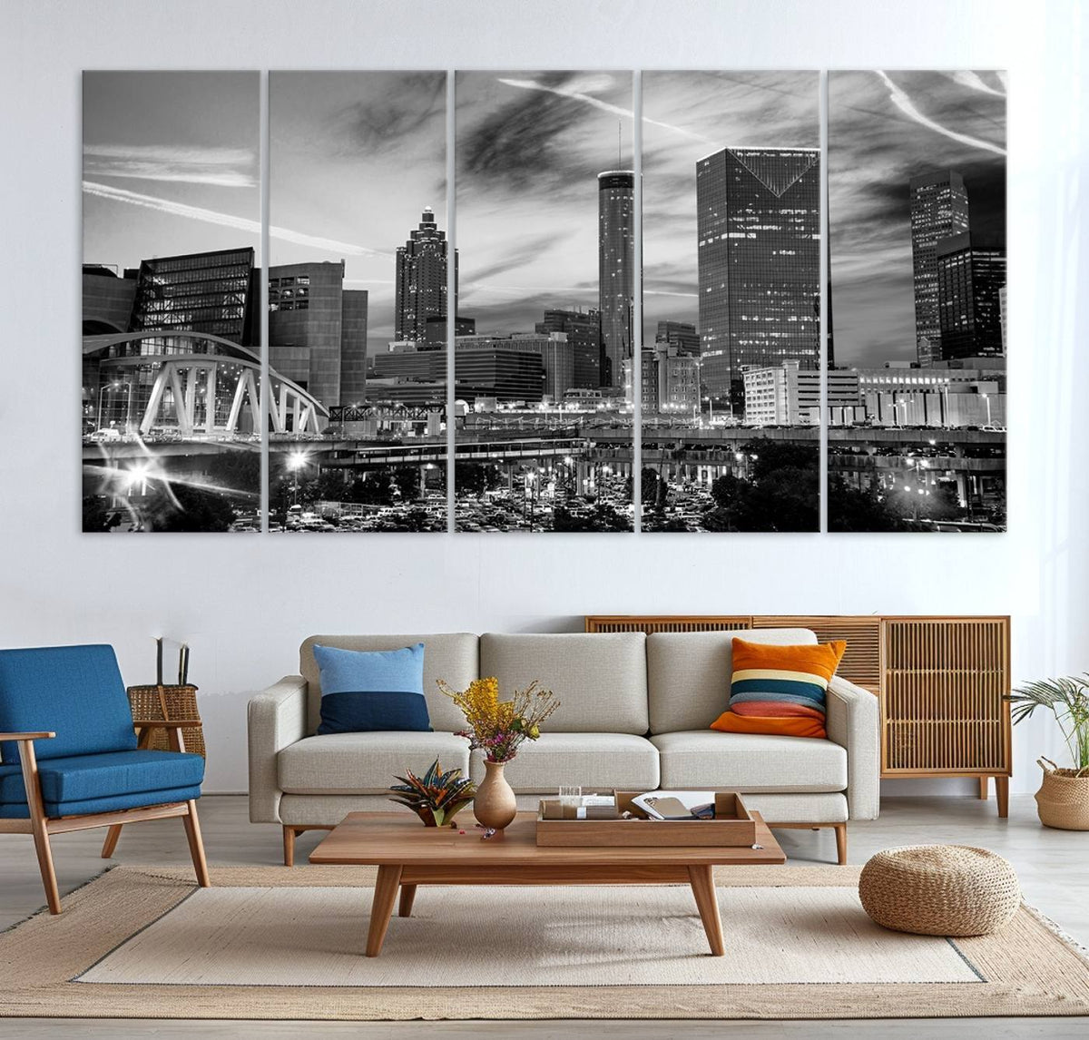 Black and White Atlanta Wall Art Canvas Print