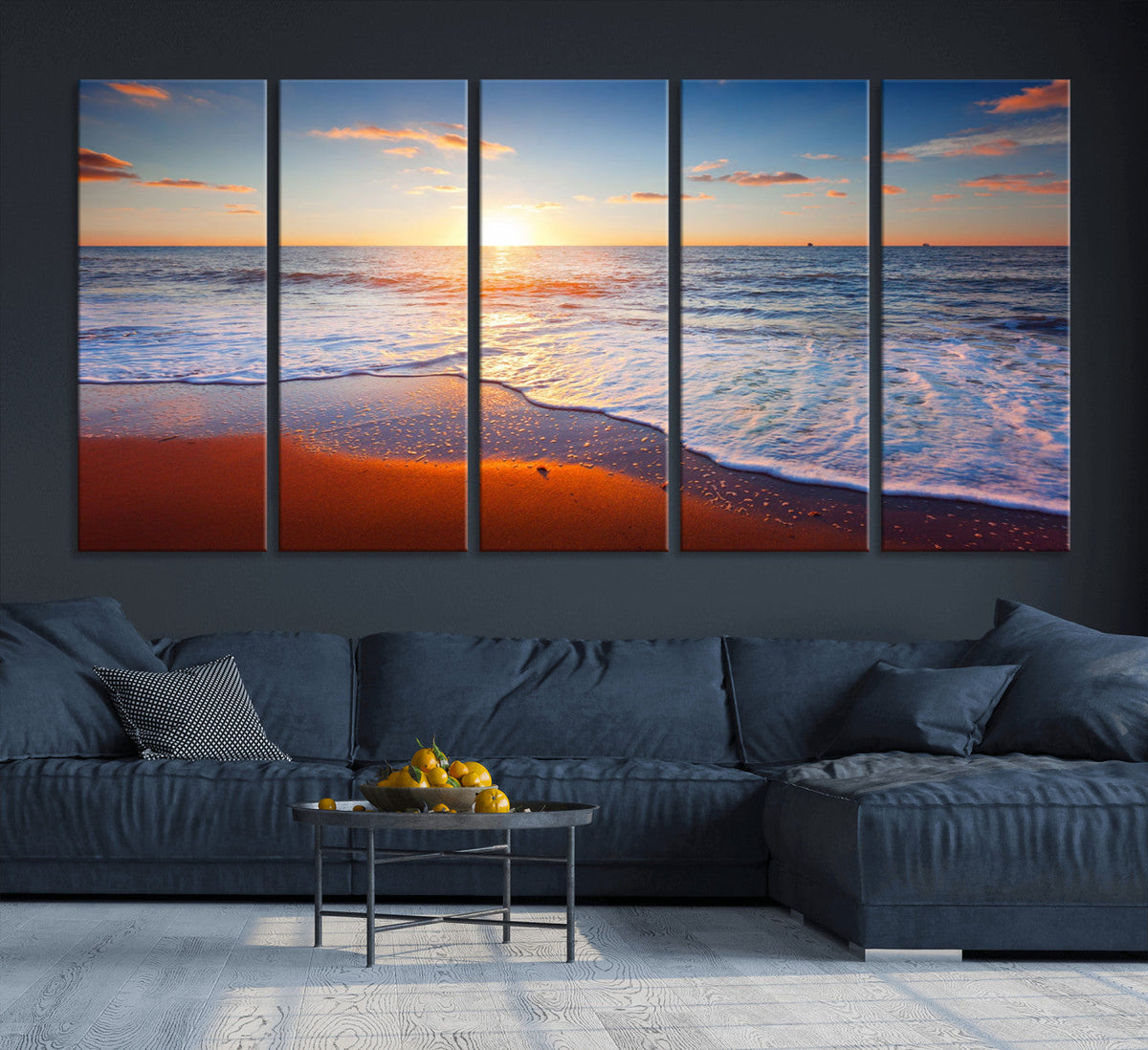 Tropical Ocean Sunset Wall Art Canvas Print, Golden Beach
