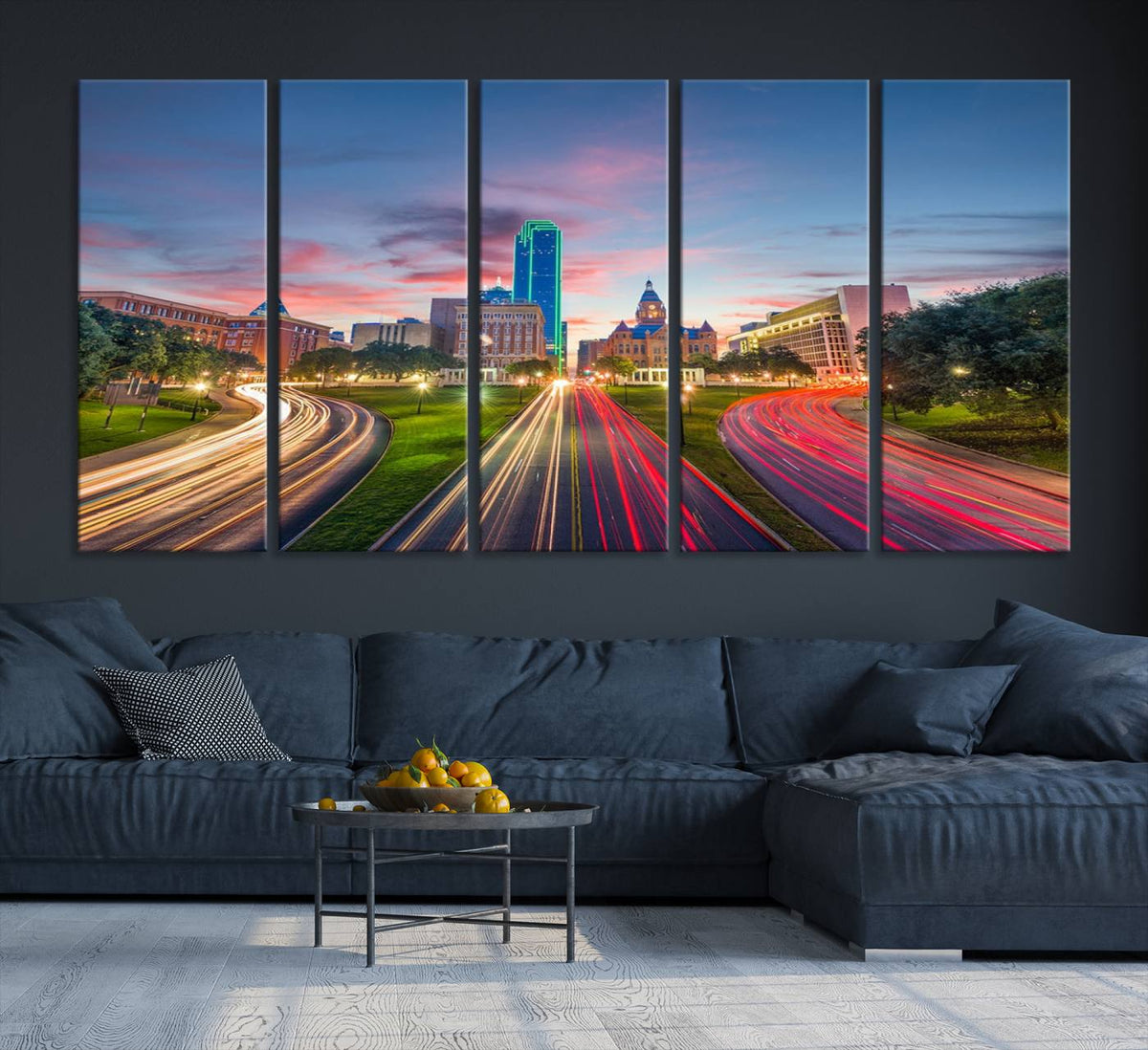 Dallas City Lights Large Wall Art Dallas Cityscape Canvas