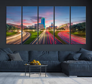 Dallas City Lights Large Wall Art Dallas Cityscape Canvas