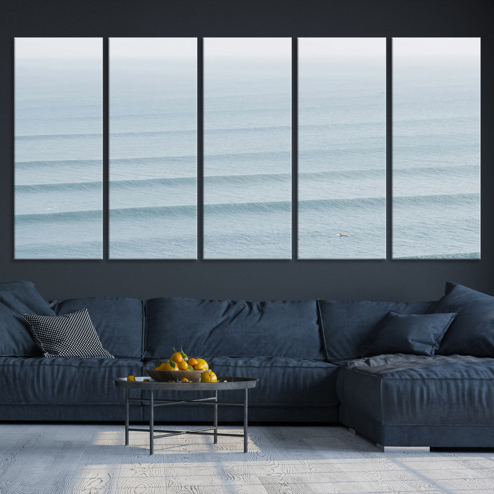 Ocean Waves Wall Art Canvas Print – Framed Solo Surfer Wave