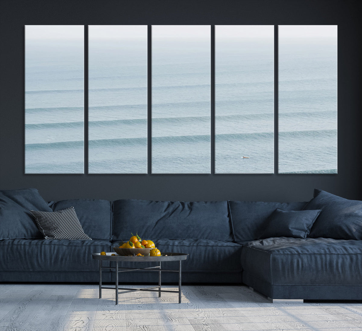 Ocean Waves Wall Art Canvas Print – Framed Solo Surfer Wave
