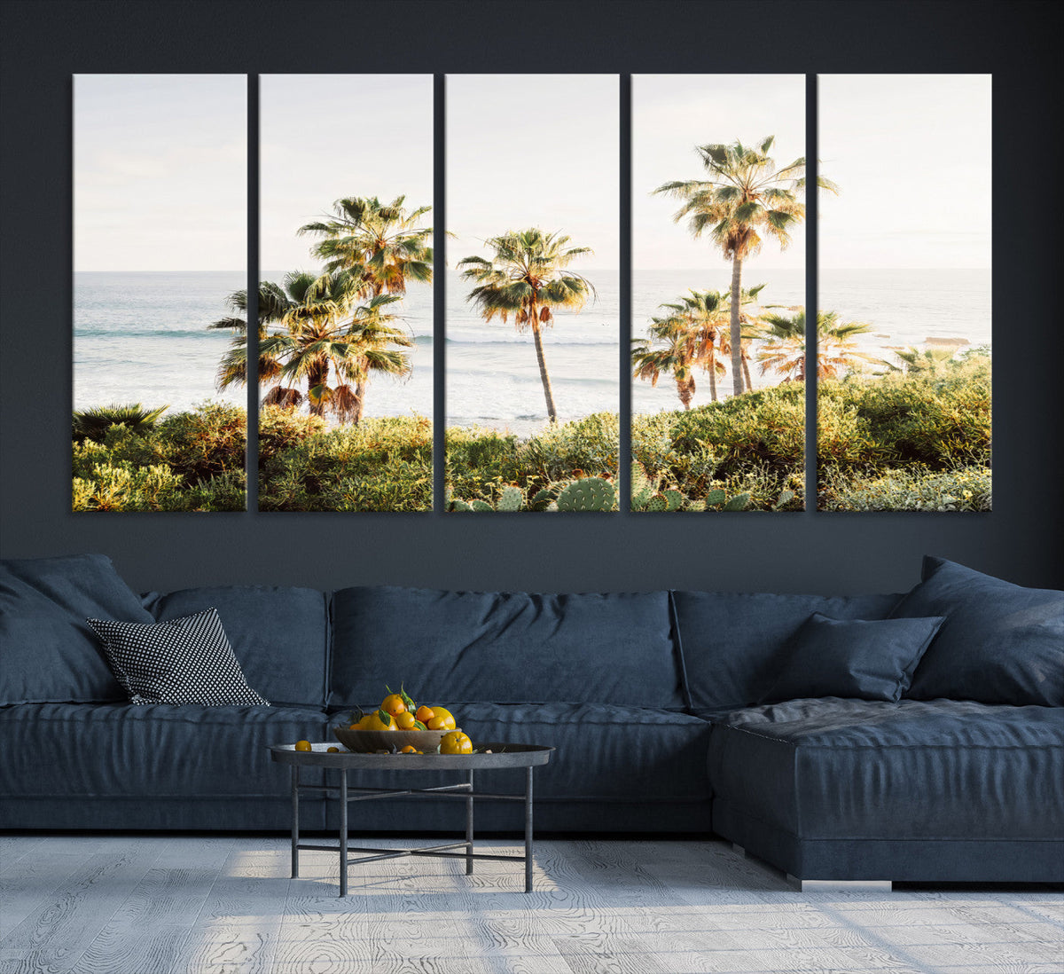 California Coast Palm Trees Wall Art Canvas Print – Framed