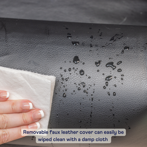 PupProtector™ Faux Cool-to-Touch Vegan Leather Memory Foam Dog Car Bed -  Black