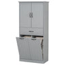 Modern Bathroom Storage Cabinet With Two Laundry Baskets, One Drawer, Adjustable Shelf