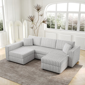 106.3" U-Shaped 4-Person Sofa with Ottoman