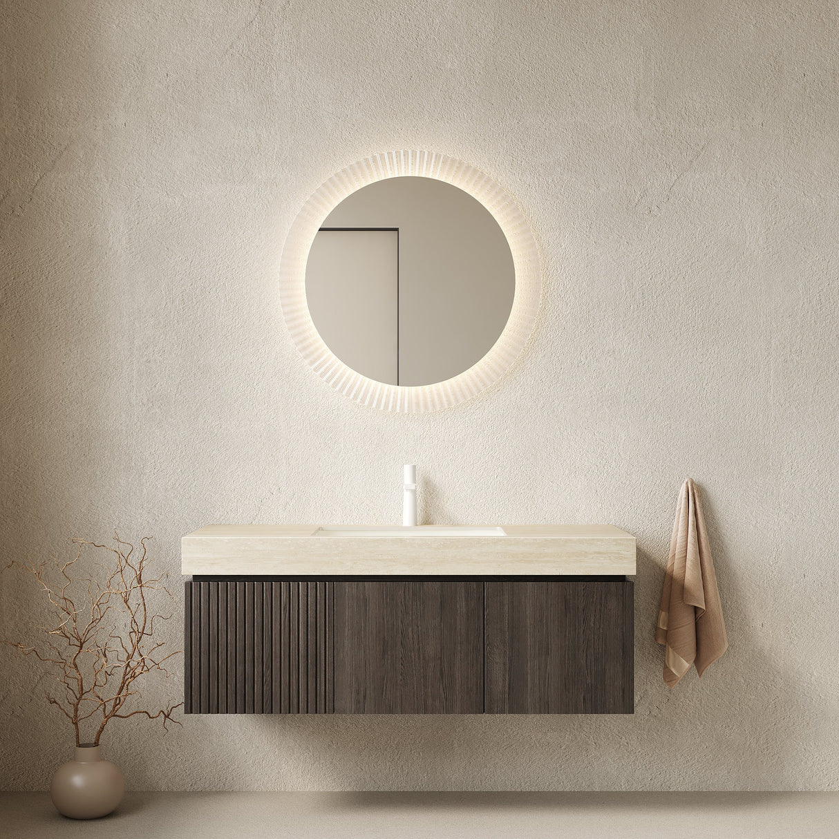 MURI 48" Bathroom Vanity & Sink with Floating Plywood Storage