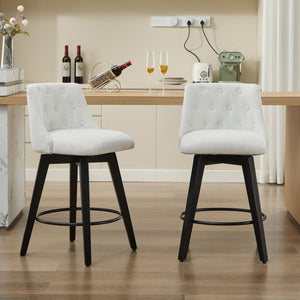 Swivel Bar Stools & Button Tufted Back (Set of 2)