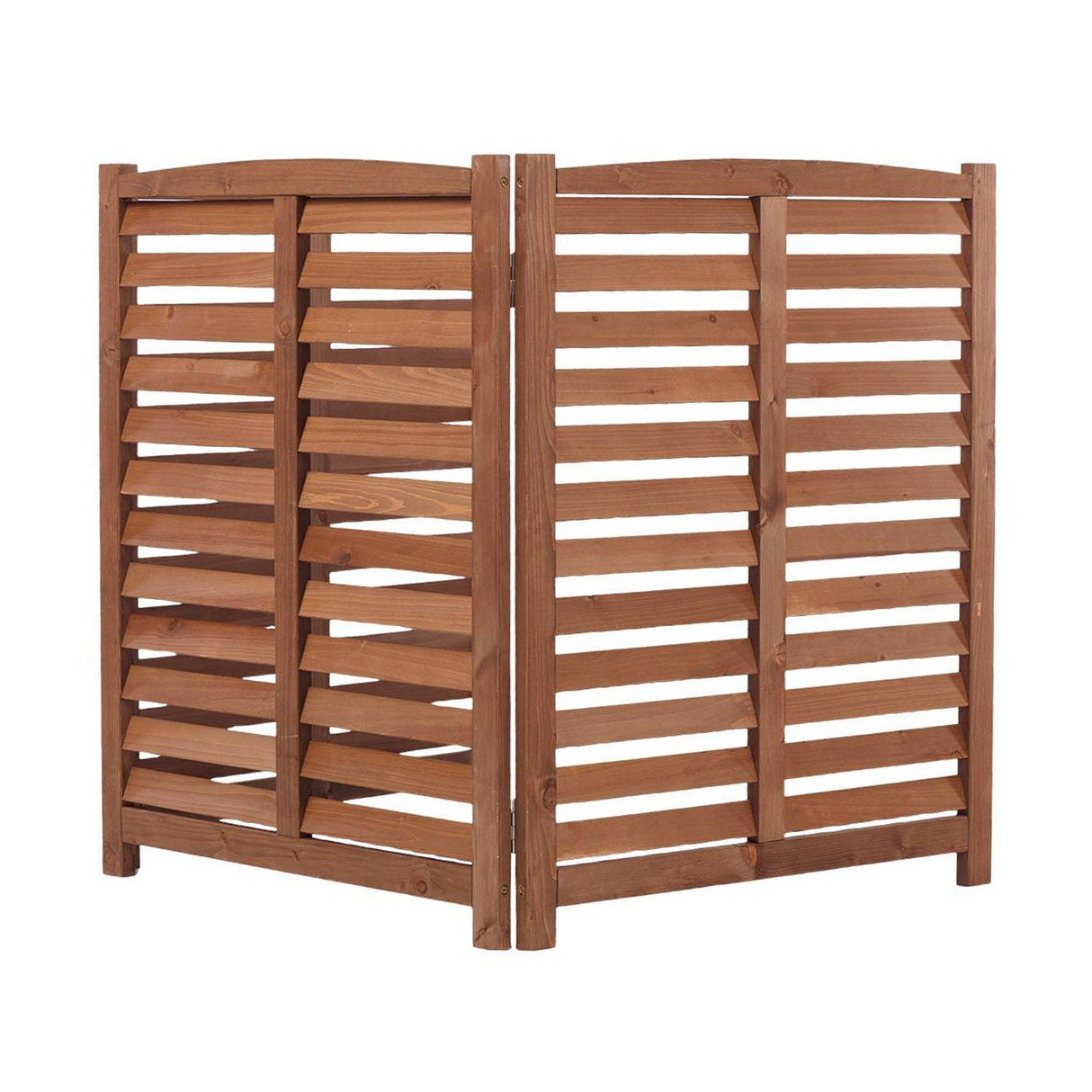 3 Panel Outdoor Air Conditioner Fence With Privacy Screen - Brown