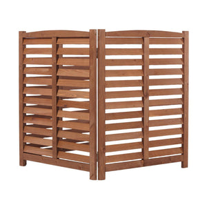 3 Panel Outdoor Air Conditioner Fence With Privacy Screen - Brown