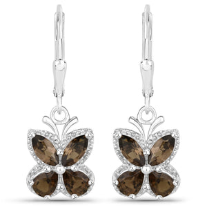 2.20 Carat Genuine Smoky Quartz .925 Sterling Silver Earrings