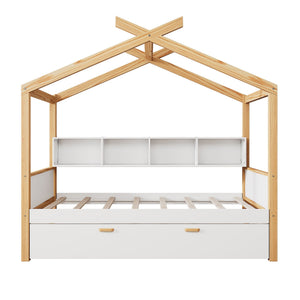House Bed With Bookshelf Storage