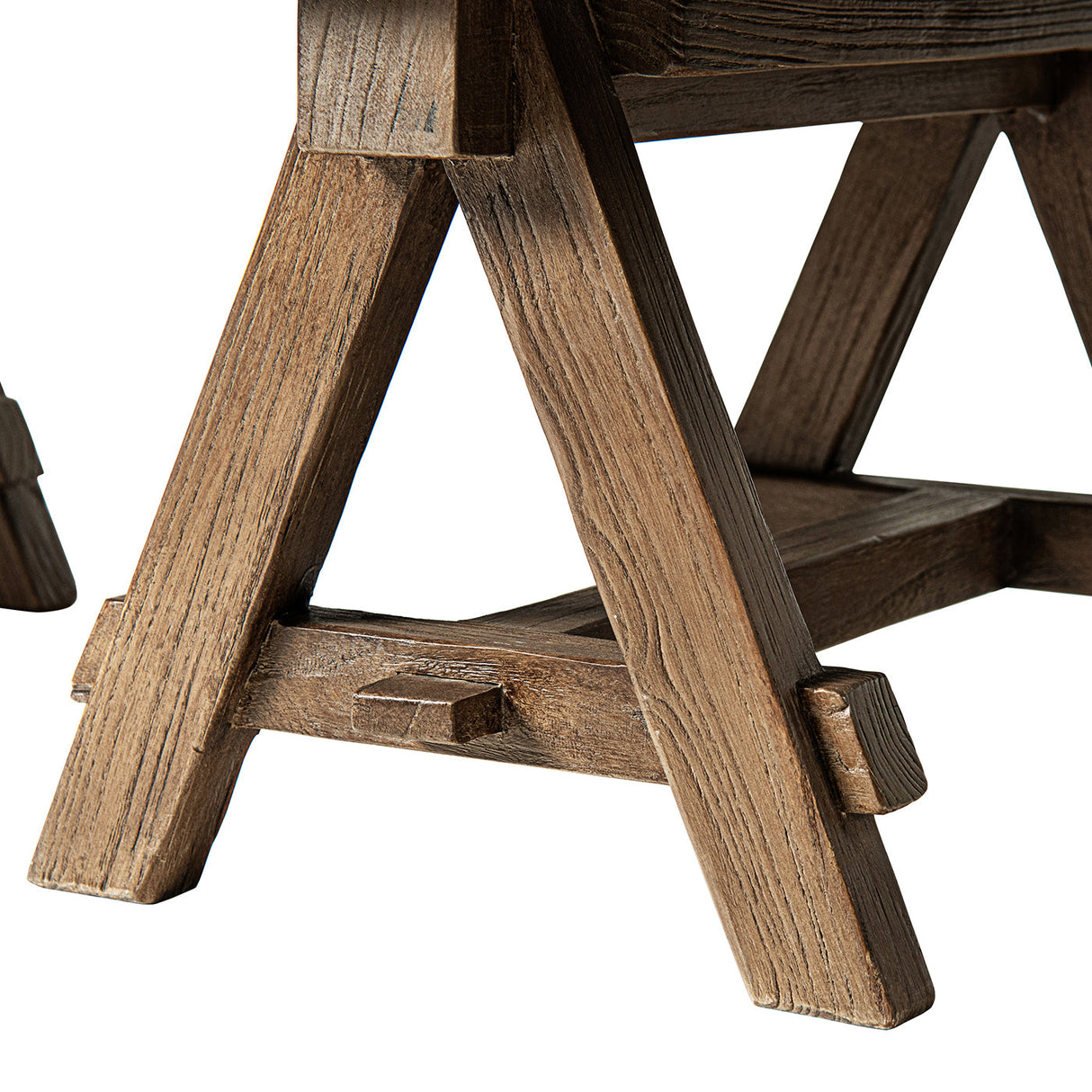 Hawthorne 48' Solid Reclaimed Elm Rectangular Trestle Coffee Table, Heritage Medium-Dark Brown