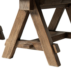 Hawthorne 48' Solid Reclaimed Elm Rectangular Trestle Coffee Table, Heritage Medium-Dark Brown