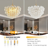 23.6-Inch Gold Pendant Light Chandelier with Threaded Clear Glass Globe Shade