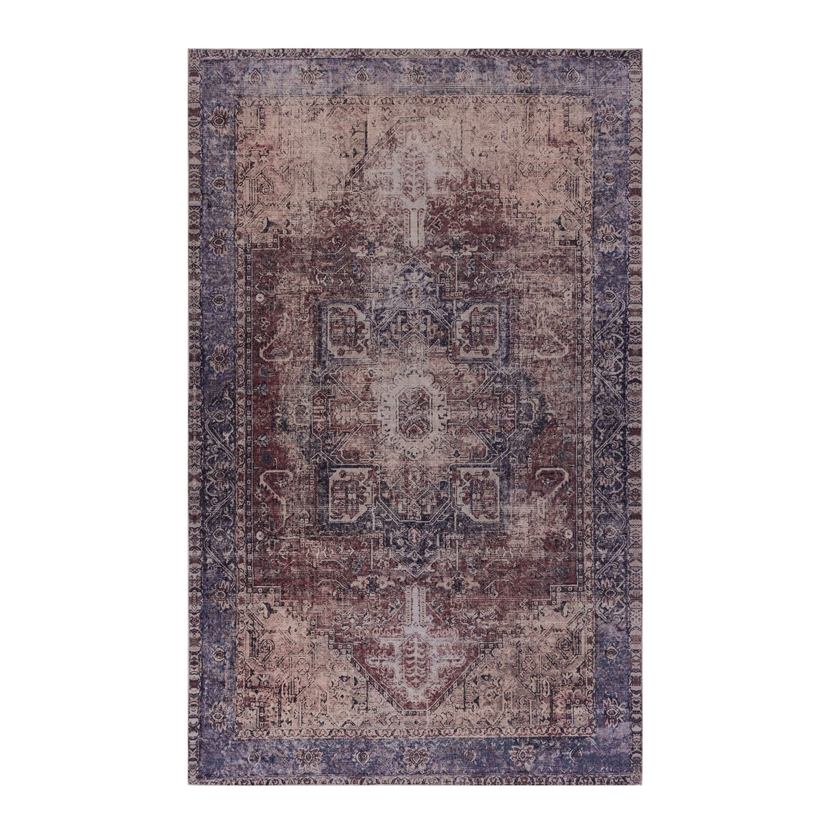Area rug 3x5, washable rug, low-pile, non-slip, non-shedding, foldable, kid & pet friendly - area rugs for living room, bedroom, kitchen, dining room rug - perfect gifts, (burgundy, 3' x 5')