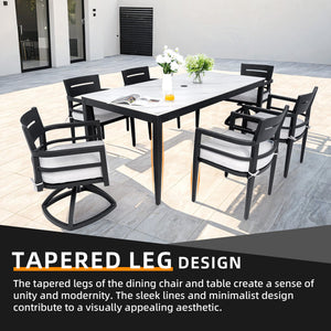 Modern 7PC Outdoor Patio Aluminum Dining Set