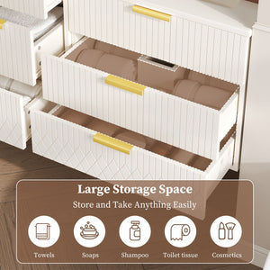Wall Mounted Floating Cabinet With Double Drawer, Rectangular Sink
