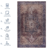 Area rug 3x5, washable rug, low-pile, non-slip, non-shedding, foldable, kid & pet friendly - area rugs for living room, bedroom, kitchen, dining room rug - perfect gifts, (burgundy, 3' x 5')