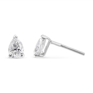 14K White Gold 1/2 Cttw Pear Shape Solitaire Lab Grown Diamond Stud Earrings (F-G Color, VS2-SI1 Clarity)