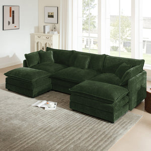 U-Shaped Sectional Sofa with Reversible Footrest