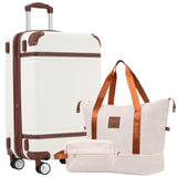 Hardshell Luggage Sets with Bags Lightweight Suitcase 28 IN,White
