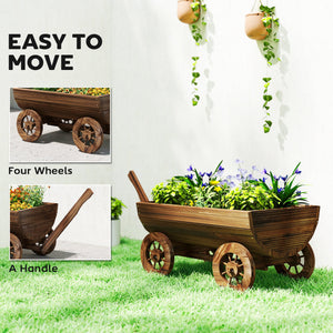 Outsunny Wooden Wagon Planter Box