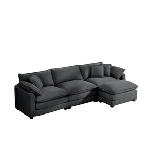 Modern Modular Cushion Sofa Set with Ottoman - Fabric, Multiple Colors
