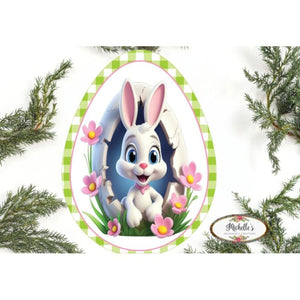 12in Waterproof Sign: Cracked Easter Bunny Egg
