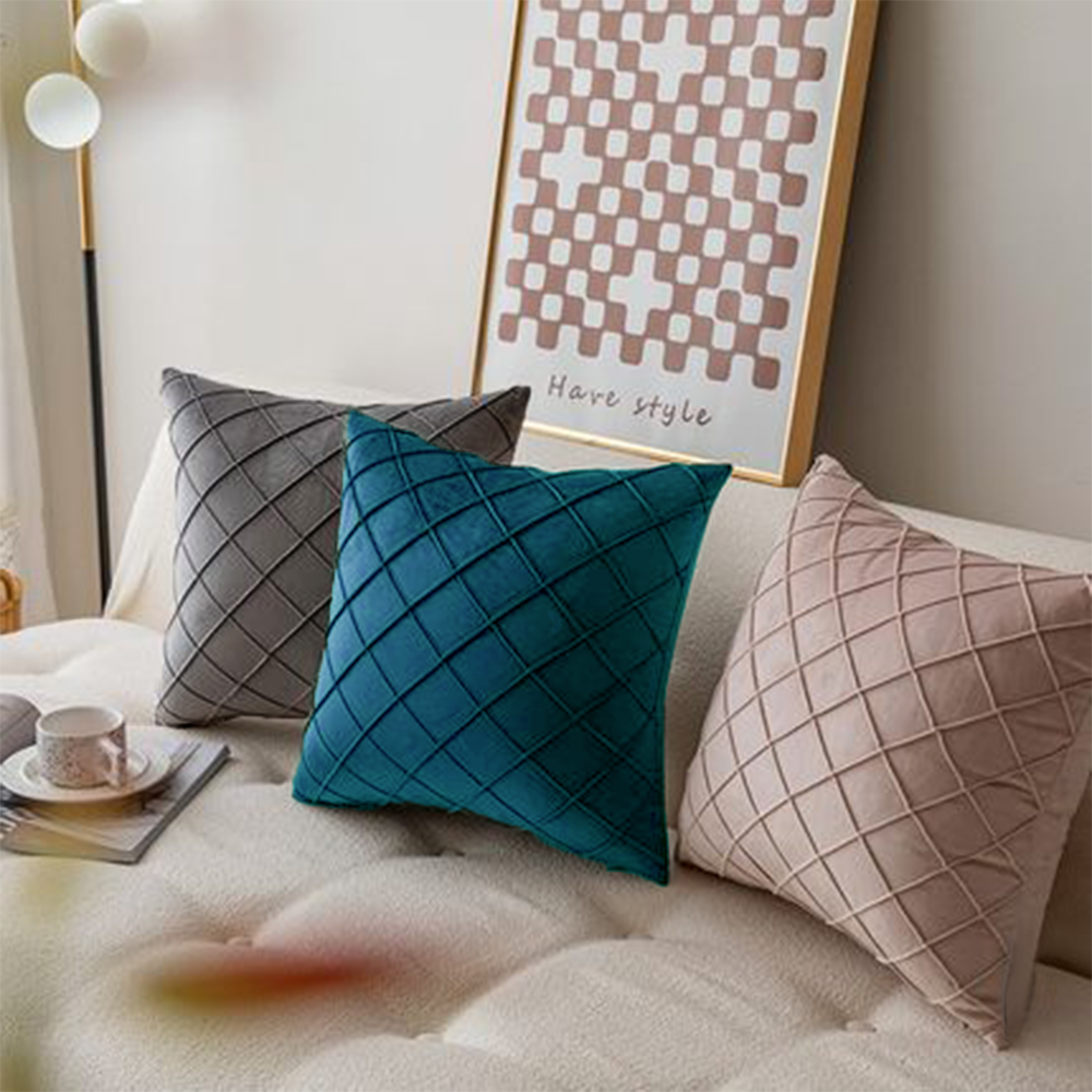 20''x20'' Quilted Velvet Throw Pillow  | 6 Colors – Soft & Stylish Diamond Stitch Design | Modern Couch & Bedroom Accent | Insert Included