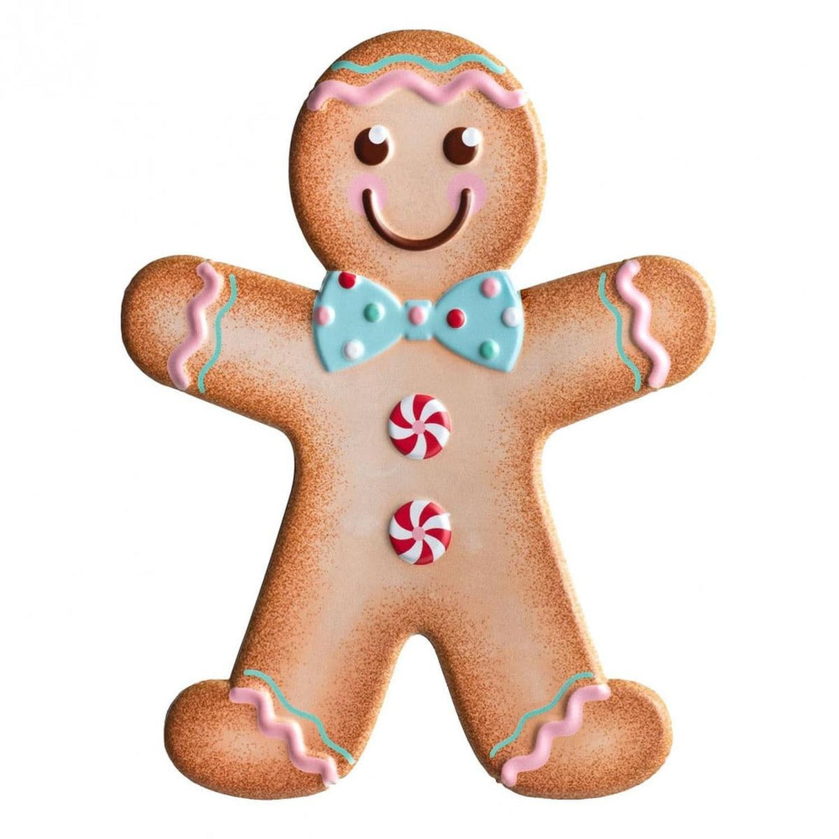 13" Metal Embossed Gingerbread: Boy (Pink)