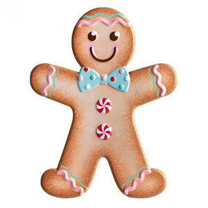 13" Metal Embossed Gingerbread: Boy (Pink)