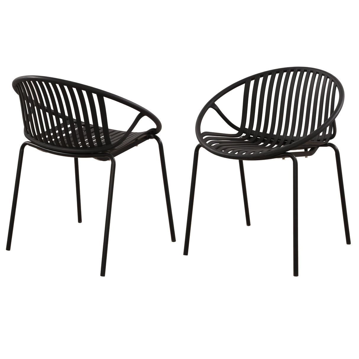 Modern Simple Art Style Patio Dining Chairs with Breathable Design (Set of 2)