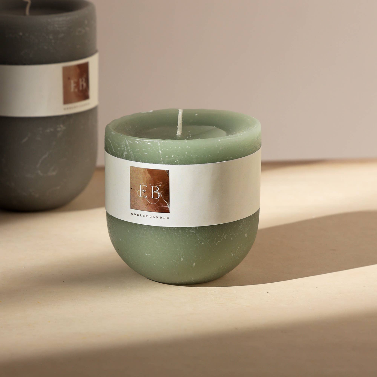 Goblet-Green-Pillar-Candle-4'x4'-–-Elegant-Home-Décor-Candle-