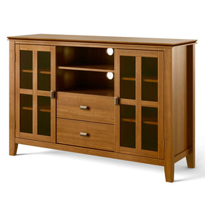 Handcrafted Tall TV Media Stand with Glass Doors and Storage - Multiple Colors