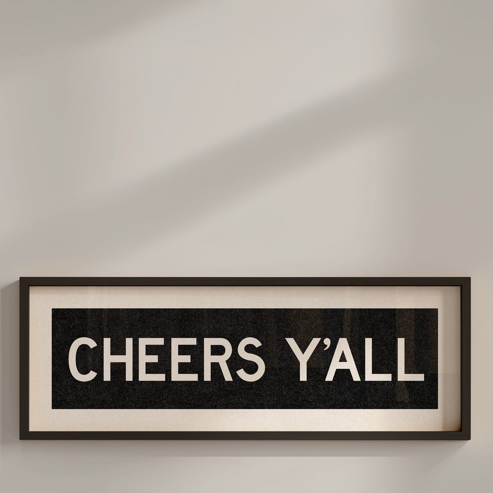 Framed Cheers Y'all Bus Scroll Sign