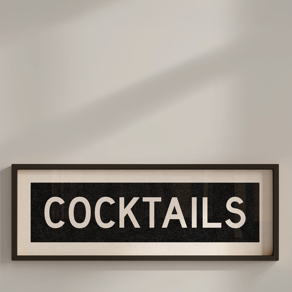 Framed Cocktails Bus Scroll Sign