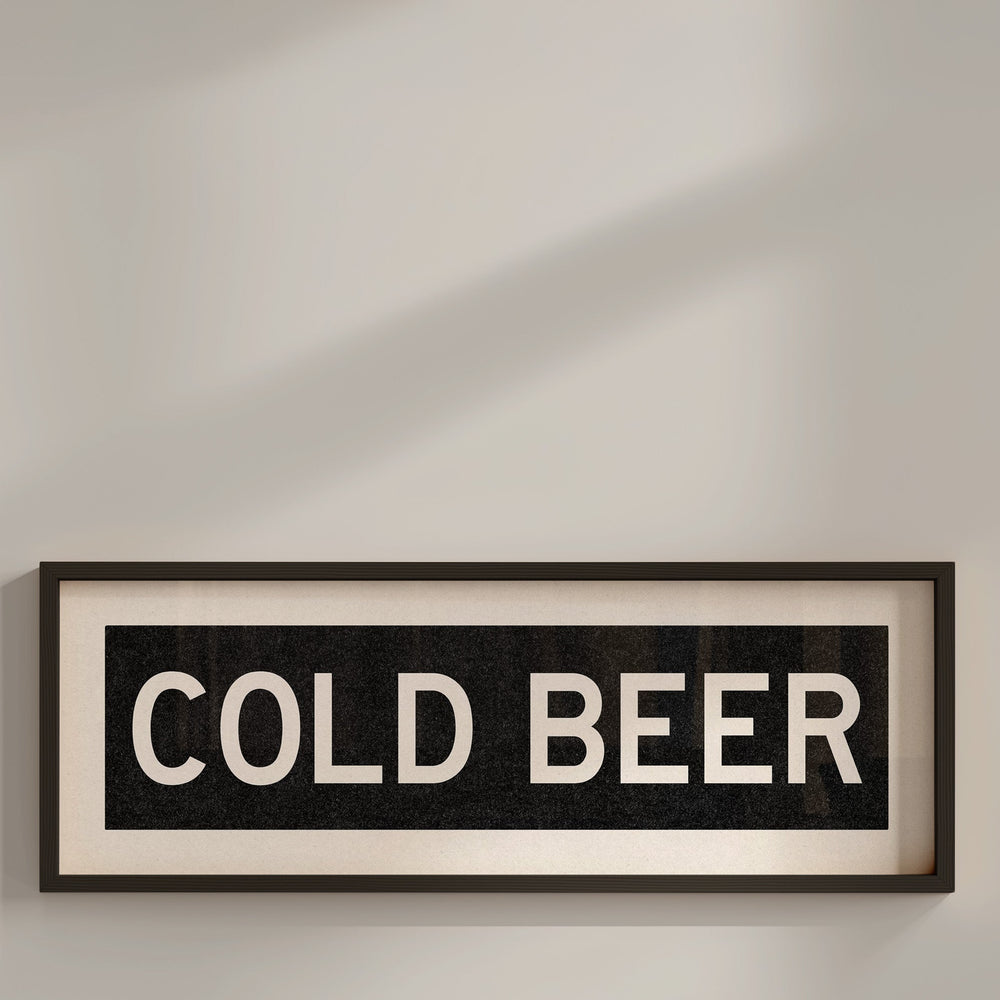 Framed Cold Beer Bus Scroll Sign