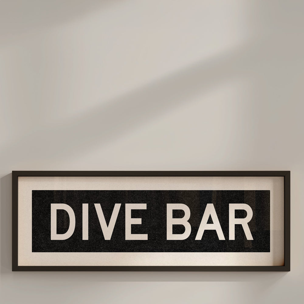 Framed Dive Bar Bus Scroll Sign