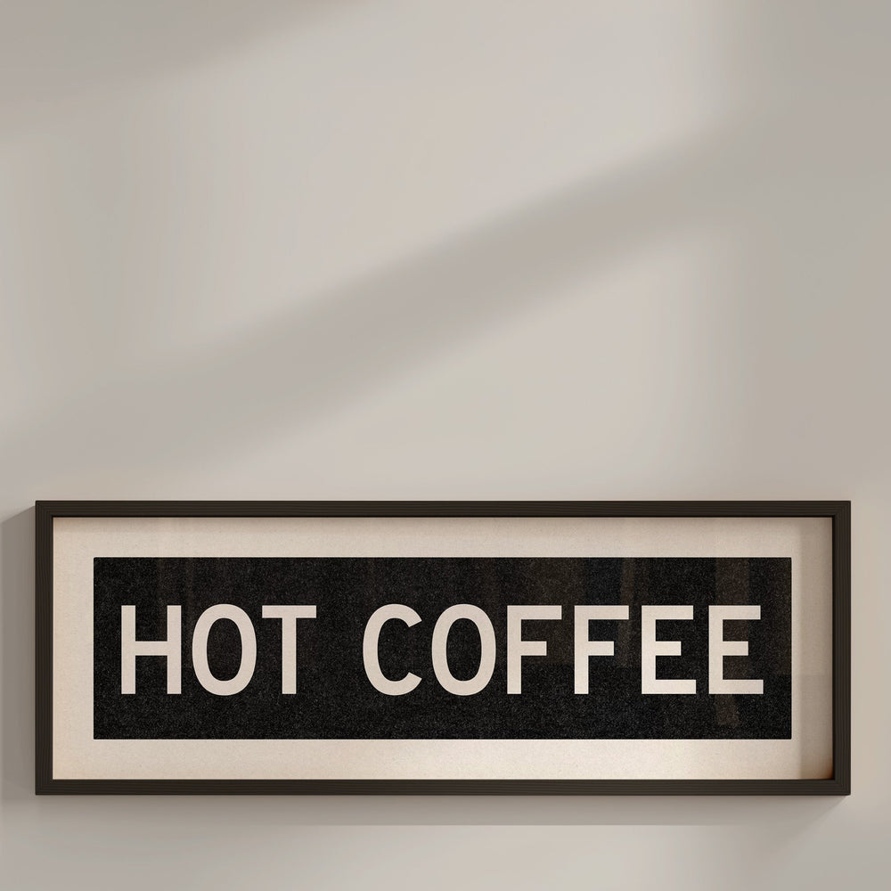 Framed Hot Coffee Bus Scroll Sign