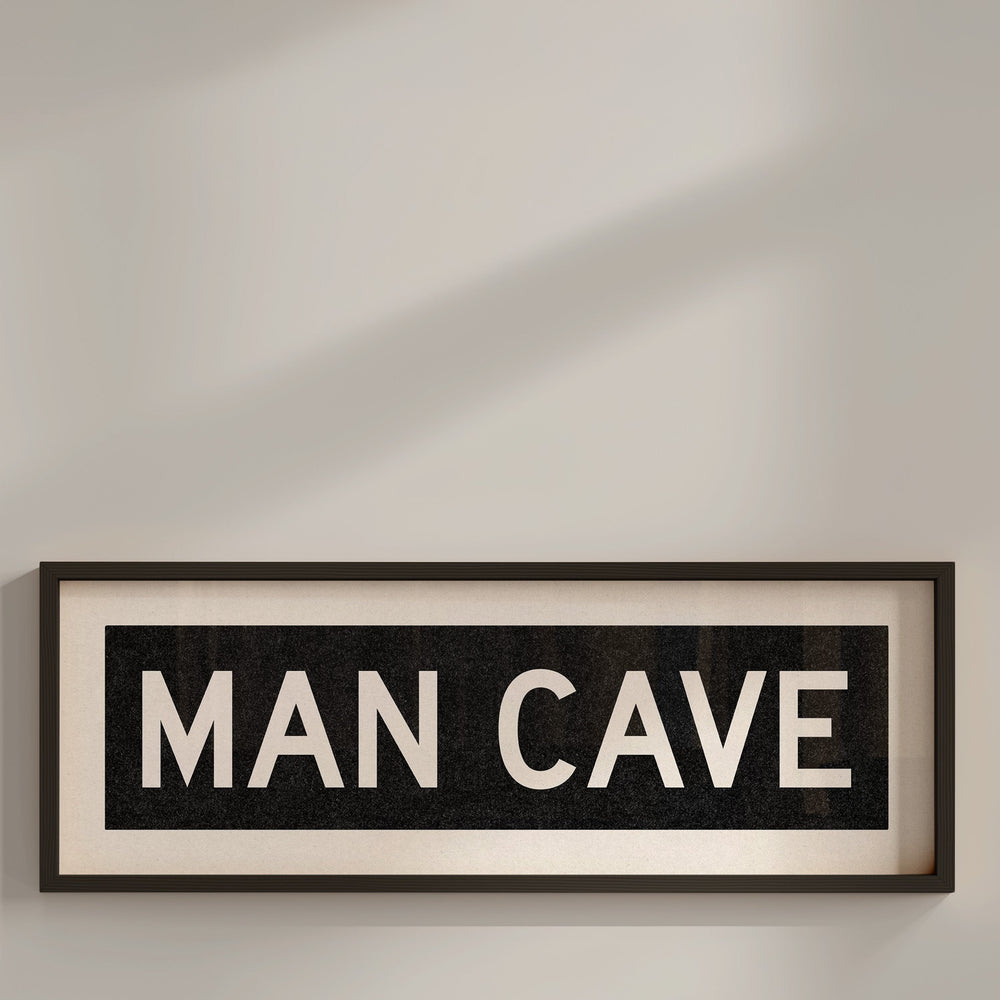 Framed Man Cave Bus Scroll Sign