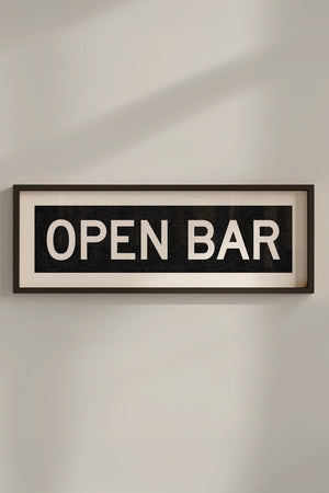 Framed Open Bar Bus Scroll Sign