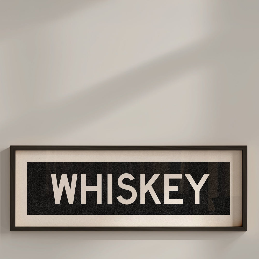 Framed Whiskey Bus Scroll Sign