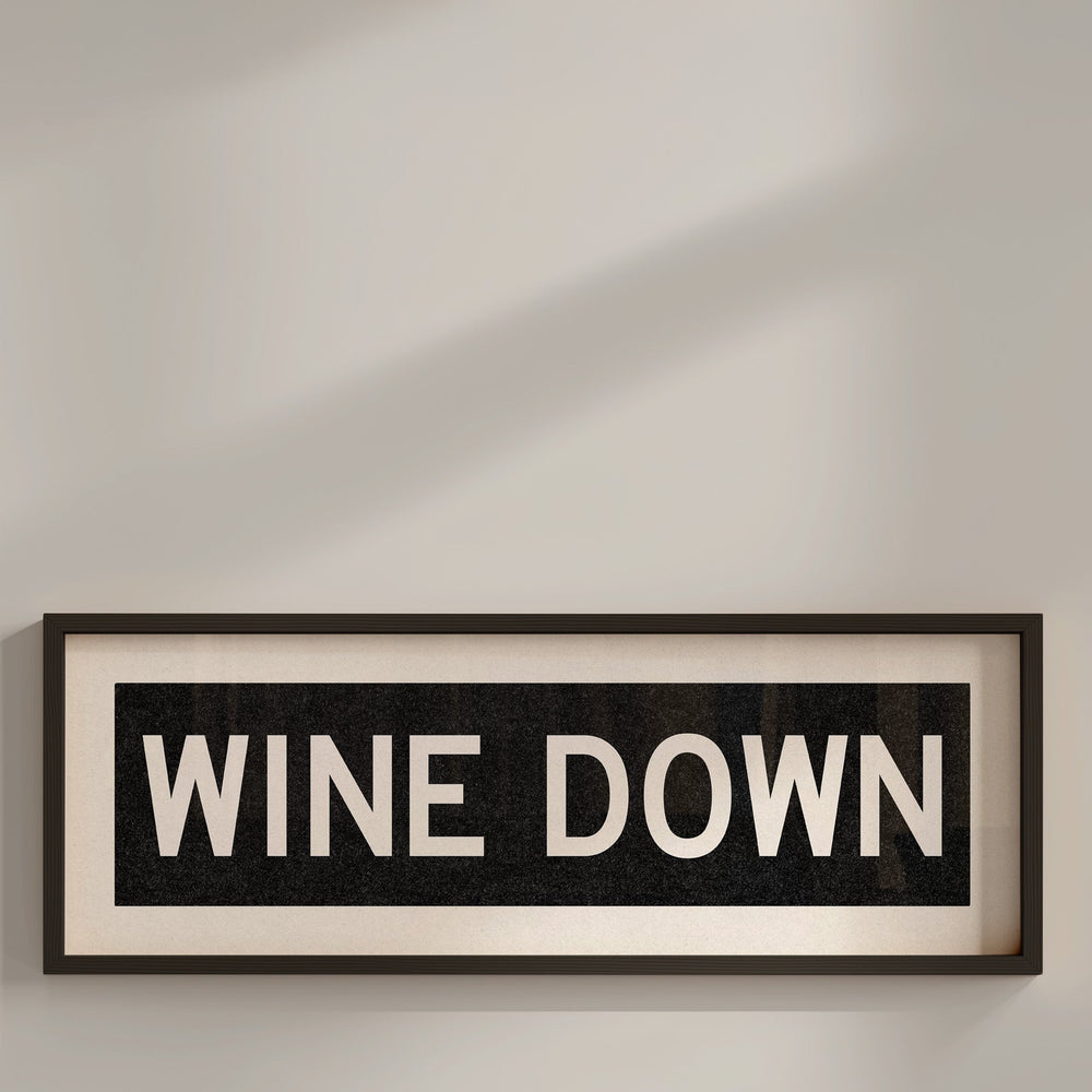 Framed Wine Down Bus Scroll Sign