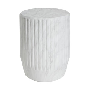 Outdoor Cicci Carved Side Table, White