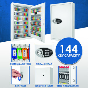 White Digital Keypad Wall Safe Key Cabinet with Secure Steel Construction