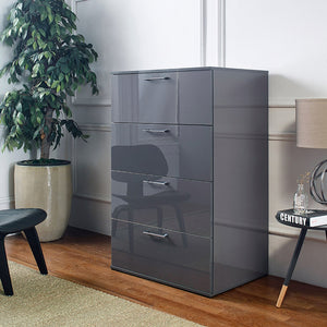 Glossy 4 Drawer Jumbo Chest with Extra Deep Storage - Dark Gray or White