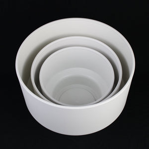 3-Piece White Plastic Planter Pot Set – Modern Pedestal Base