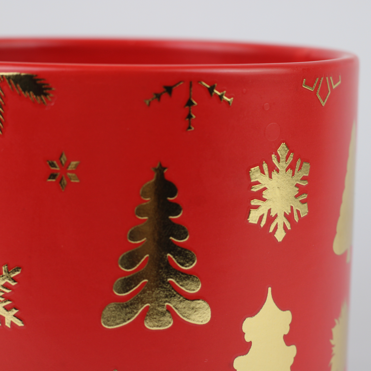 Red & Gold Christmas Ceramic Planter – Festive Holiday Tree Design